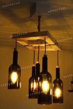 A DIY lamp made up with bottles of wine with Decodeclic